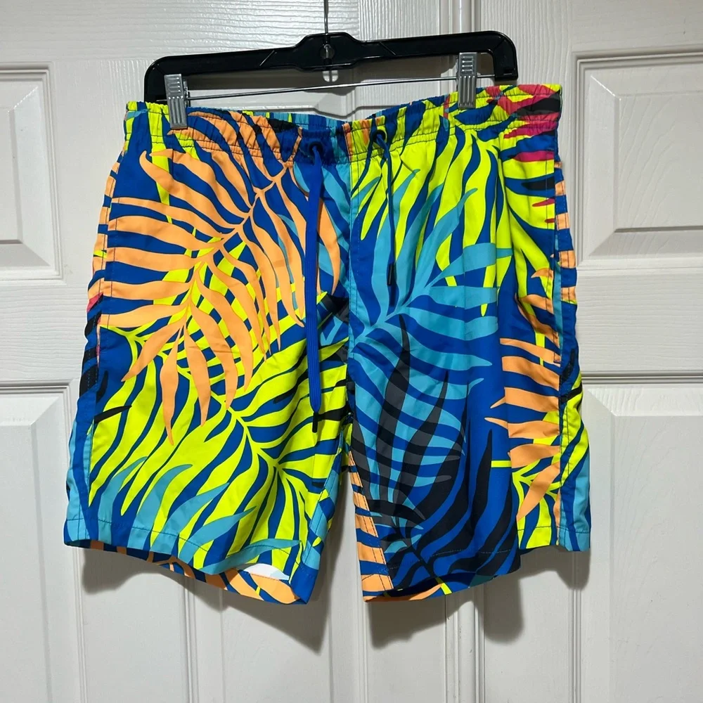 Bjorn Borg Palm Print Colorful Men's Swim Surf Board‎ Pool Shorts Pockets XL
